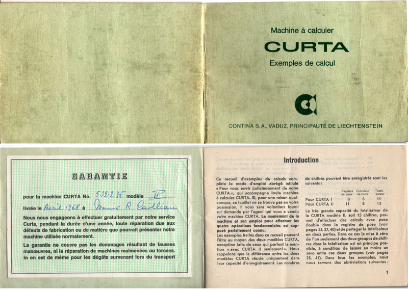 Curta instruction booklet
